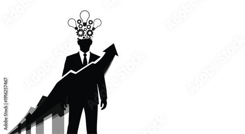 A 3d vector illustration of a businessman in a suit holding a tree, thorns, and flowers as a symbol of work success
