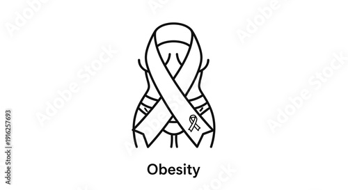Obesity Awareness Ribbon and Body Silhouette Icon