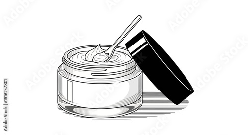 Open Jar of Cream with Spoon, Skincare Product, Beauty Treatment, Cosmetic Container