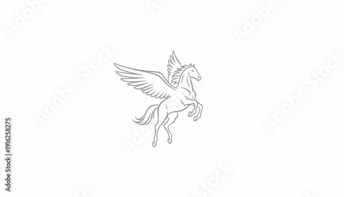 Mythical Pegasus Horse with Wings, Elegant Line Art Drawing, Symbol of Freedom and Inspiration