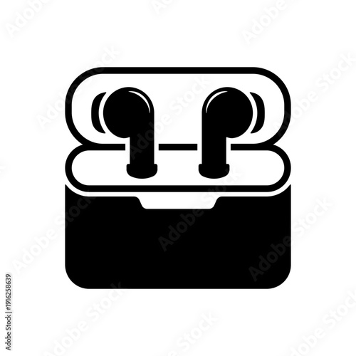 Black wireless earbuds in a charging case.