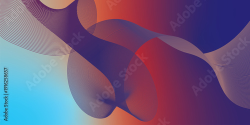 Bisque red and navy abstract shape grainy gradient background with black backdrop and noisy texture for wide banner poster and header design