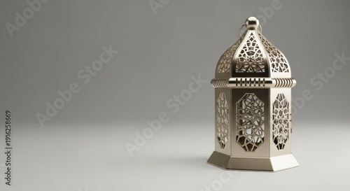 Wallpaper Mural Ornate metallic gold lantern with geometric cutouts on neutral background Torontodigital.ca