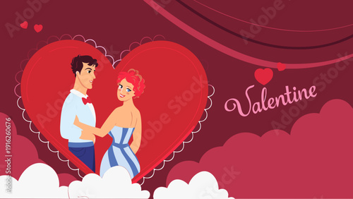 Loving couple forming a heart with hands valentine's day illustration romantic vector graphic