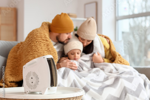 Electric fan heater on tabl...