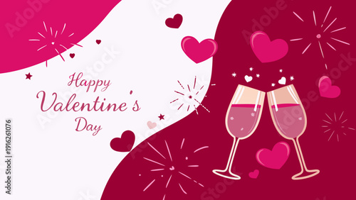 Couple celebrating valentine's day with wine and romantic ambiance at a candlelit dinner table