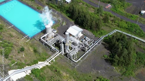aerial view of geothermal power plants ijen