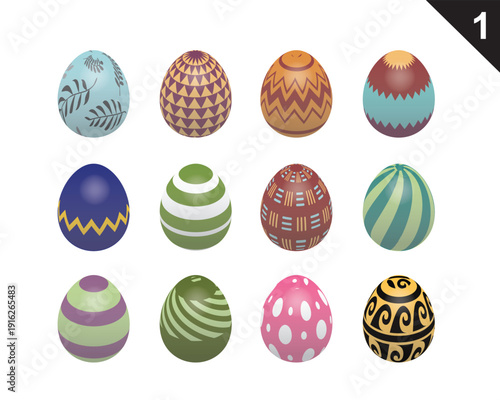 Colorful Easter Egg 3d Isometric Vector Collection Set 1