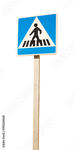 Pedestrian Crossing Road Sign Isolated on Transparent Background