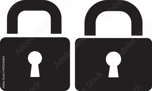 Solid Black Padlock Security Icons for Digital Protection, Data Privacy, and Secure Access Concepts
