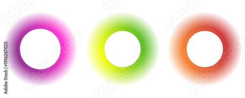 Set color circle gradient noise gradation. Abstract colorful watercolor blur mesh shape on white background. Gradient aura, grain neon blob with noise effect Eps10