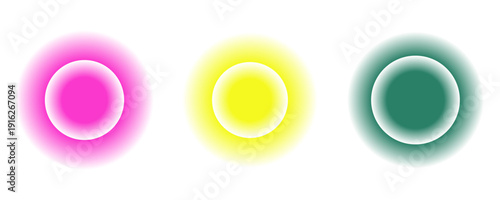 Set color circle gradient noise gradation. Abstract colorful watercolor blur mesh shape on white background. Gradient aura, grain neon blob with noise effect Eps10