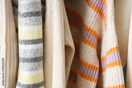Knitted sweaters as backgro...