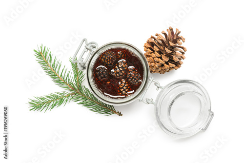Jar of tasty pine cone jam ...
