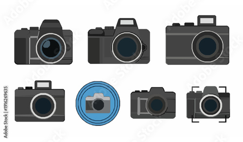 Camera Icon Set Flat Photo and Photography Vector Collection Isolated on White Background