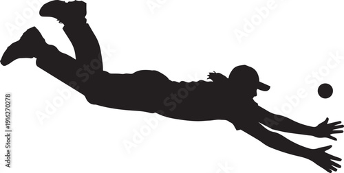 Soccer goalkeeper diving to save a ball