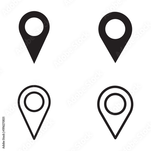 Free Download Location pin icon set in solid and outline style for map and navigation design - GFXLoad