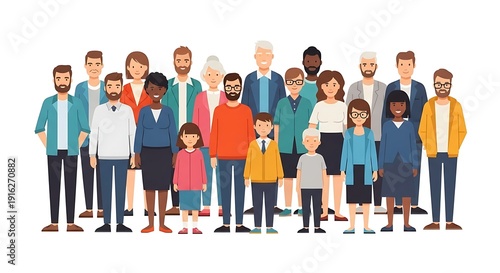 Diverse Group of People Standing Together.