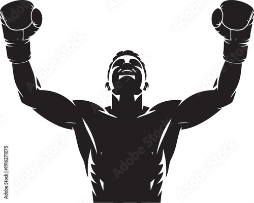 Victorious boxer silhouette