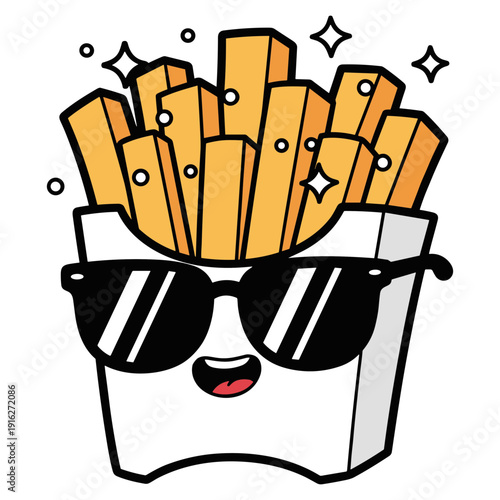 Friendly Cartoon French Fry with Sunglasses