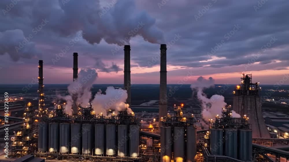 custom made wallpaper toronto digitalIndustrial Factory Emitting Smoke Against Twilight Sky