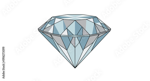 Brilliant Cut Diamond Gemstone on White Background