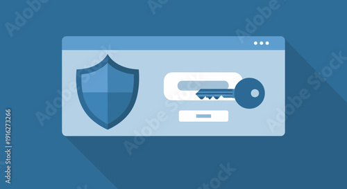 Digital Security concept: Shield and key on login screen