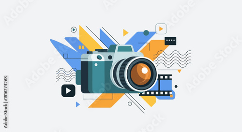 Camera and video elements, graphic design, illustration