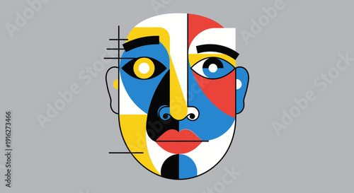 Abstract Cubist Face Art - Geometric Portrait