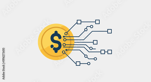 Digital Dollar Coin with Circuit Board Connections