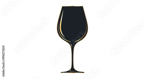 Elegant Black Wine Glass Silhouette on White Background