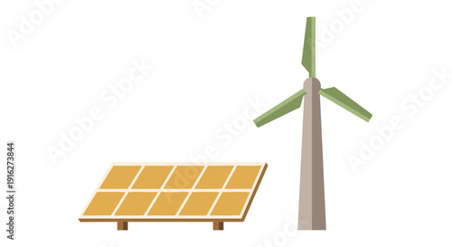 Solar panel and wind turbine, renewable energy sources