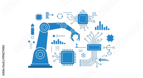 Robotic Arm and Microchips: Future Technology Concept