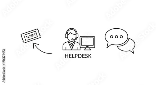 Customer support and helpdesk icon collection designed for service centers, technical support platforms, and customer care presentations. This modern flat icon set includes headset operators, communic