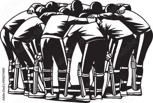 A group of people in a huddle