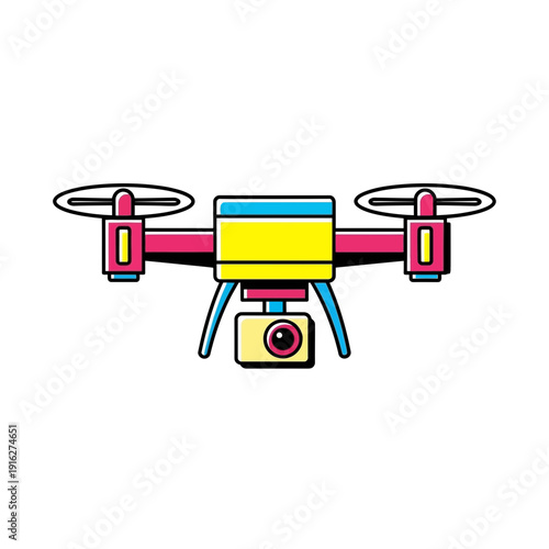 Colorful Quadcopter Drone with Camera Icon