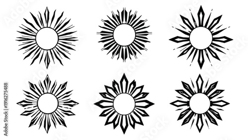 set of abstract sun flowers