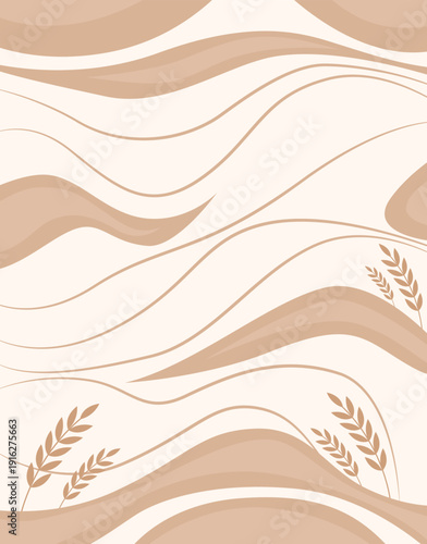 Abstract beige background with wheat branches