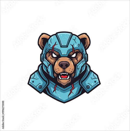 Cybernetic Bear Warrior: A Fierce Fusion of Nature and Technology.