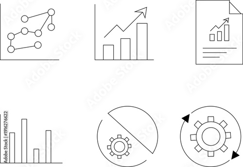 Collection of business and statistical graphs and charts