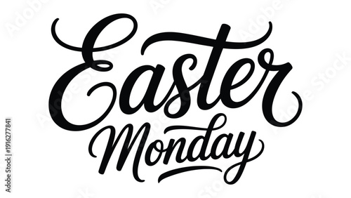 Easter Monday elegant hand lettering typography design flat vector illustration on light background for spring holiday greeting banner