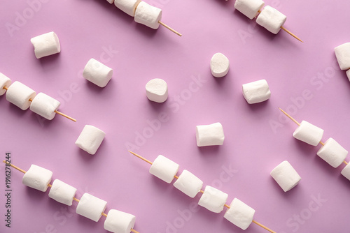 Skewers with sweet marshmal...