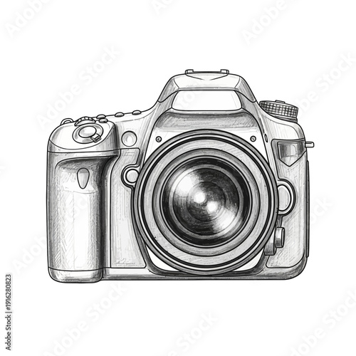 Pencil Sketch of a DSLR Camera