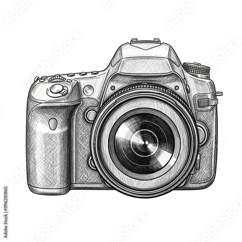 Professional DSLR Camera Sketch