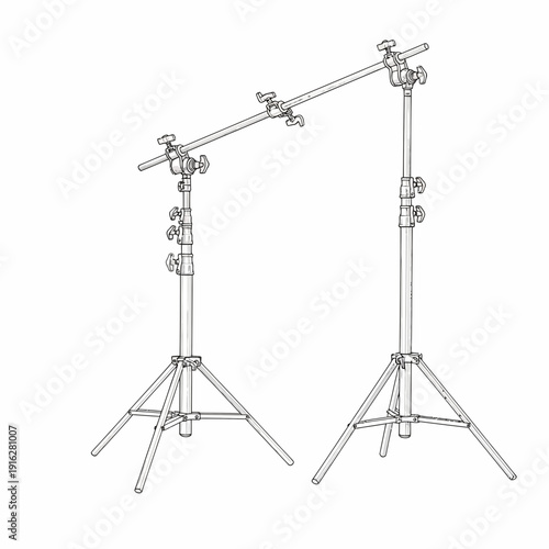 Studio lighting stands, boom arm, backdrop support, photography equipment