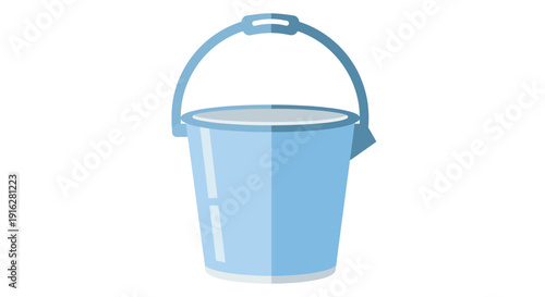 Flat vector icon of a household water bucket, isolated object, clean flat style, minimal shading, soft pastel palette