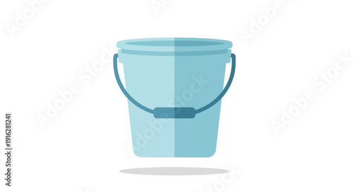 Flat vector icon of a household water bucket, isolated object, clean flat style, minimal shading, soft pastel palette