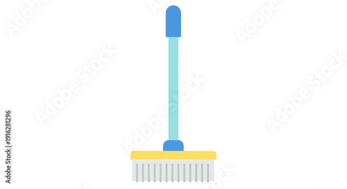 Flat vector icon of a floor mop, isolated object, modern minimal flat design, simple geometric shapes, pastel color palette, no text, no logo, white background, stock vector illustration