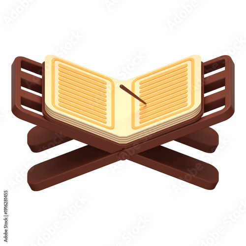 3D Rehal Holy Quran Book Stand with Pages