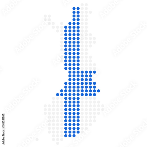 Finland country map in flag colors vector flat design in dots without background